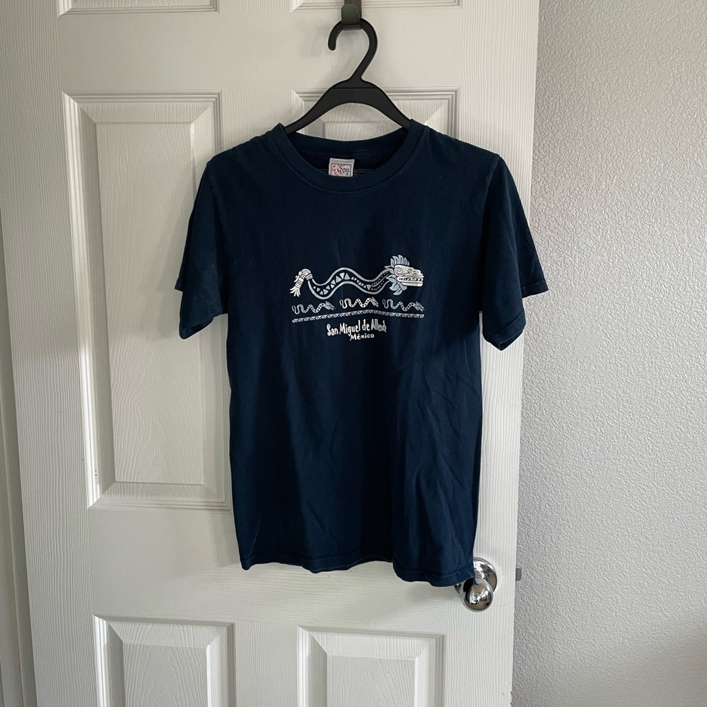 Navy Blue Graphic Tourist T-Shirt - San Miguel de Allende Mexico - Small